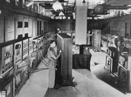 View of the ENIAC in its U-shaped room